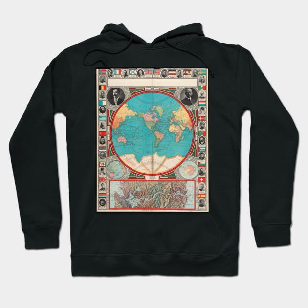 Vintage Map of The World (1913) Hoodie by Bravuramedia